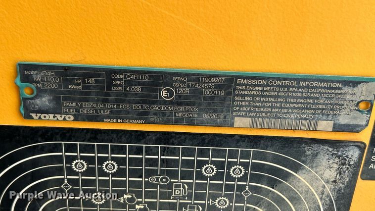 image for item EK8354 2016 Volvo DD120B double drum roller