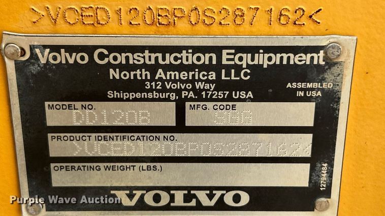 image for item EK8354 2016 Volvo DD120B double drum roller