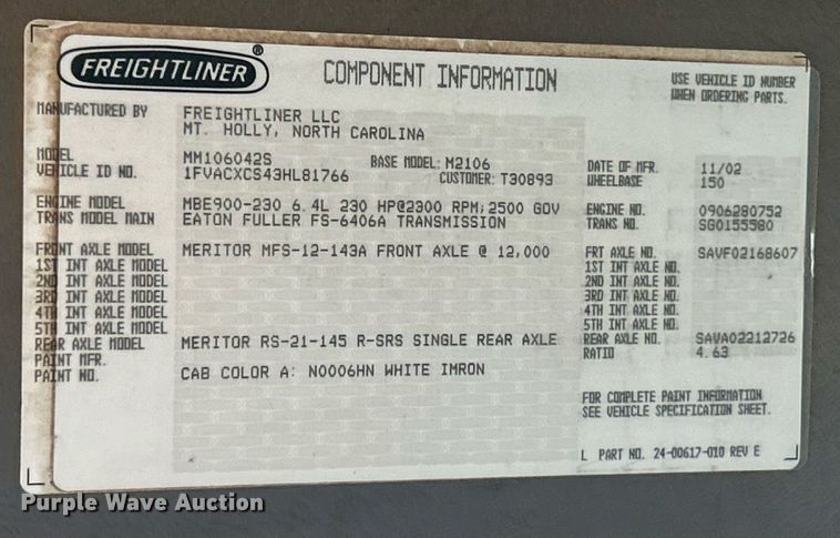 image for item EK8358 2003 Freightliner Business Class M2 dump truck