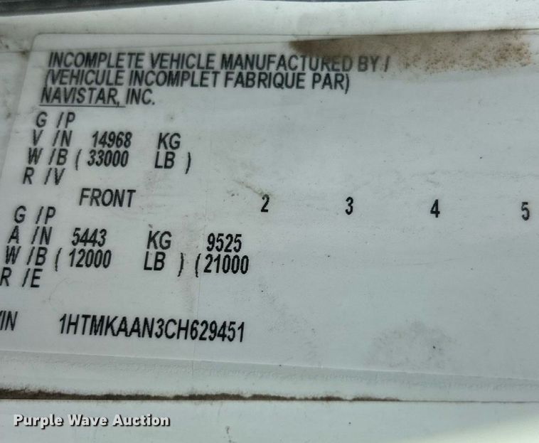 image for item EK8359 2012 International MA035 dump truck