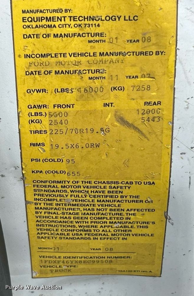 image for item EK8374 2008 Ford F450 Super Duty bucket truck