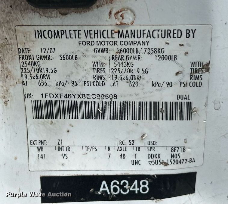 image for item EK8374 2008 Ford F450 Super Duty bucket truck