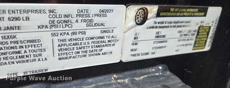 image for item EN2013 2023 Diamond C equipment trailer