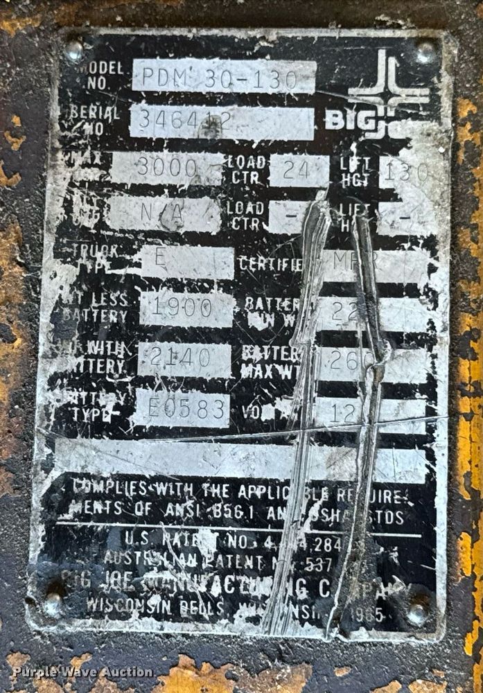 image for item EN4636 Big Joe PDM30-130 pallet jack