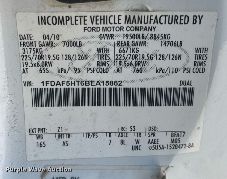 image for item EN4641 2011 Ford F550 XL bucket truck