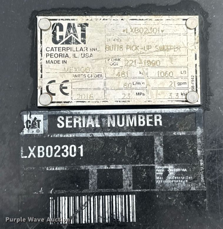 image for item EN4671 Caterpillar BU118 skid steer sweeper