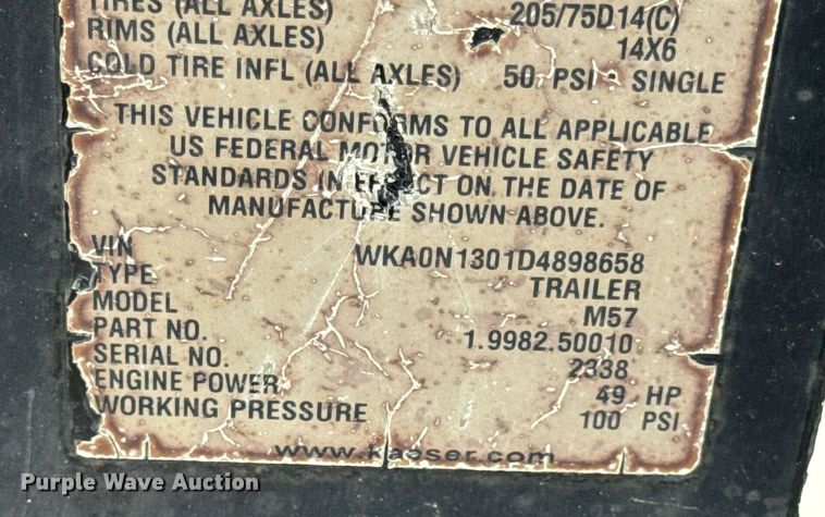 image for item EN4674 2013 Kaeser M57 air compressor