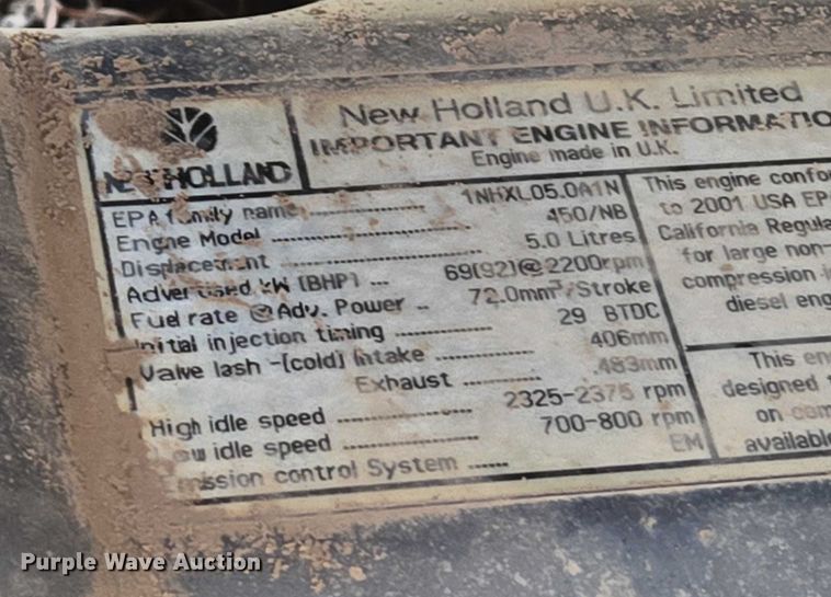 image for item EN8260 2002 New Holland LB75B backhoe