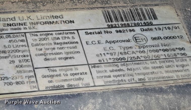 image for item EN8260 2002 New Holland LB75B backhoe