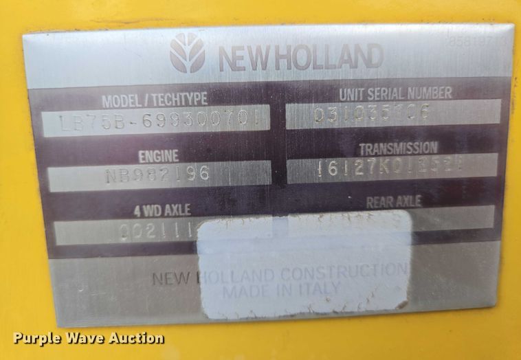 image for item EN8260 2002 New Holland LB75B backhoe