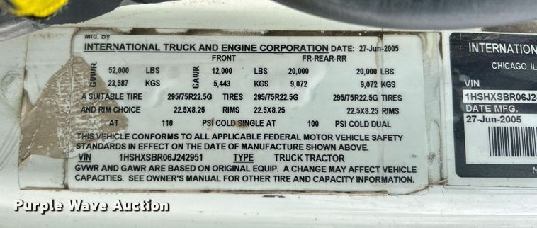 image for item EQ0501 2006 International RF027 dump truck