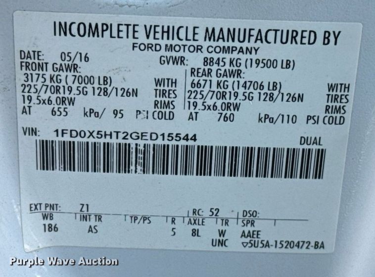 image for item HI9348 2016 Ford F550 SuperCab utility / service truck