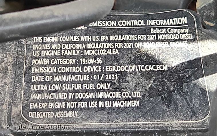 image for item YA0745 2021 Bobcat E60 mini excavator