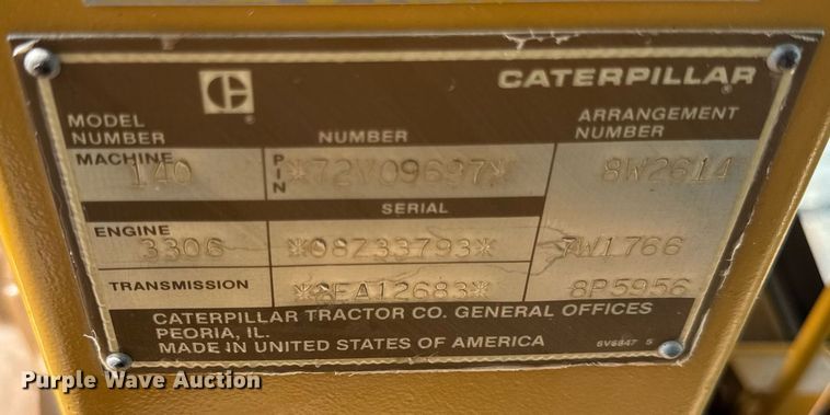 image for item DI9904 1986 Caterpillar 140G motor grader