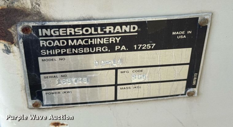 image for item DI9952 Ingersoll Rand DD14 double drum vibratory roller