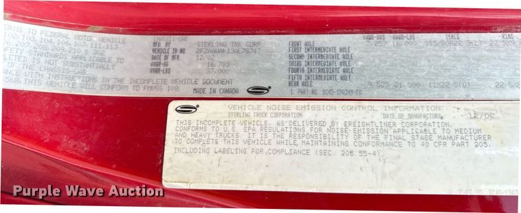 image for item DI9953 2003 Sterling L8500 dump truck