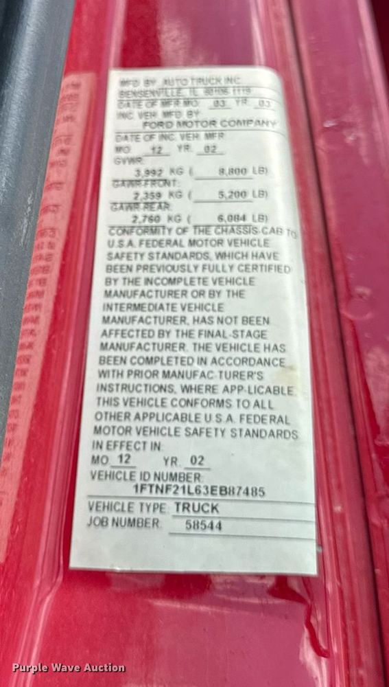 image for item DI9953 2003 Sterling L8500 dump truck