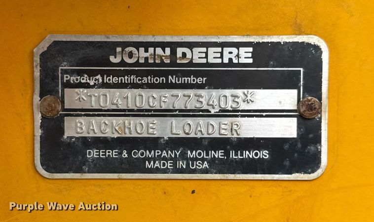image for item DJ9680 1991 John Deere 410C backhoe