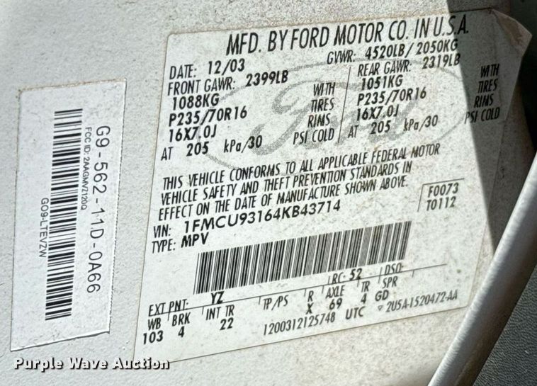 image for item DO7183 2004 Ford Escape SUV