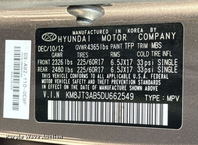 image for item DO7188 2013 Hyundai Tucson SUV