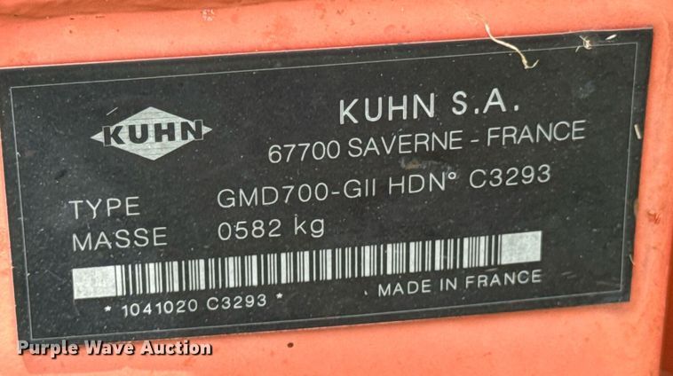 image for item DU9299 Kuhn GMD700-GII disc mower