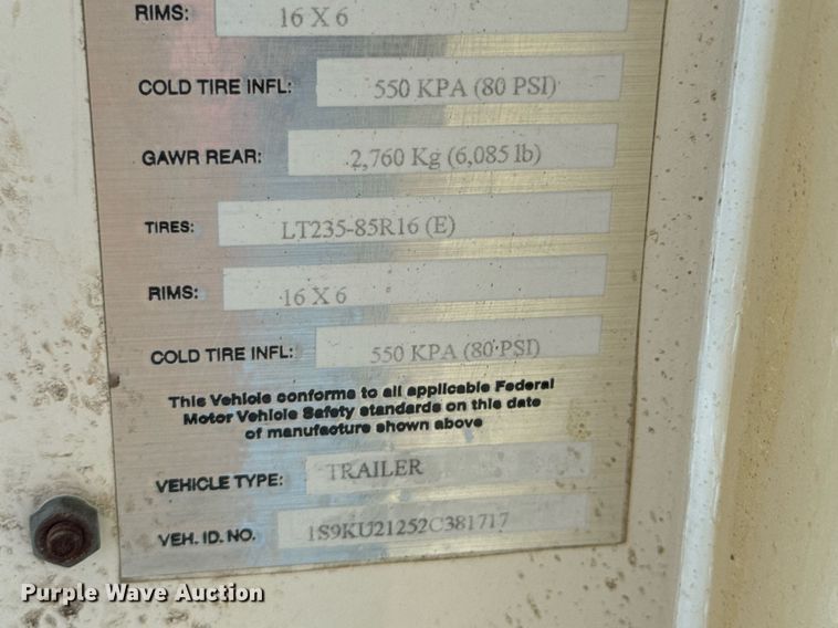 image for item DU9365 2002 Sewer Equipment Co. 747-FR2000 sewer jetter trailer