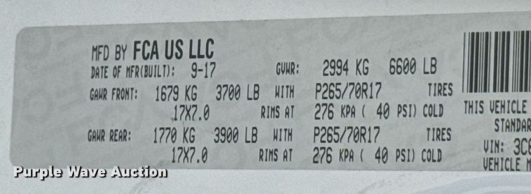 image for item DU9369 2018 Dodge Ram 1500 pickup truck