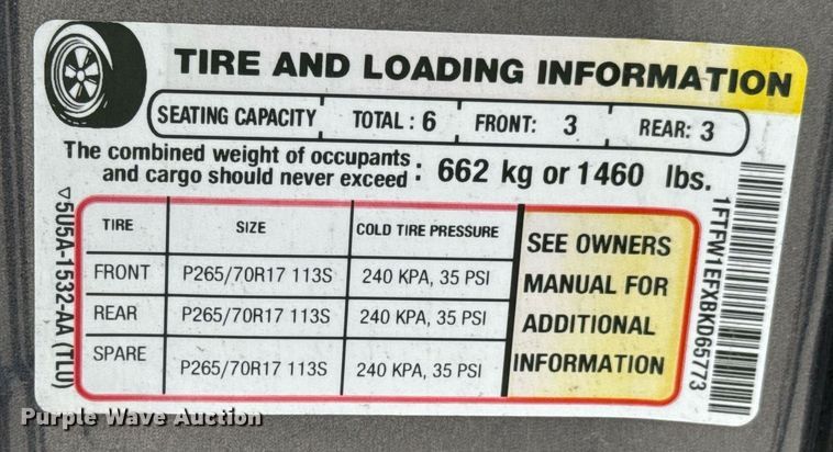 image for item DU9374 2011 Ford F150 XL SuperCrew pickup truck