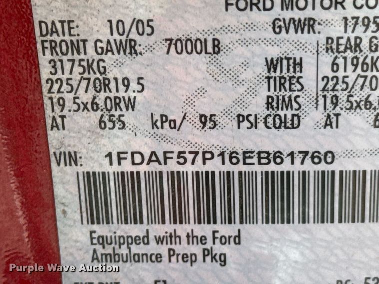 image for item DU9376 2006 Ford F550 pumper fire truck