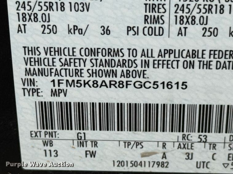 image for item DU9377 2015 Ford Explorer Police Interceptor SUV