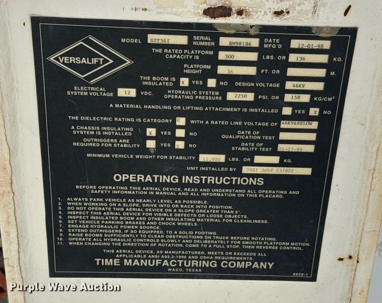 image for item DU9378 1999 Ford F450 Super Duty bucket truck