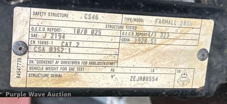 image for item DW3377 2014 Case IH Farmall 105U MFWD tractor