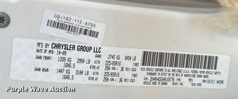 image for item DW3400 2010 Dodge Grand Caravan SE van