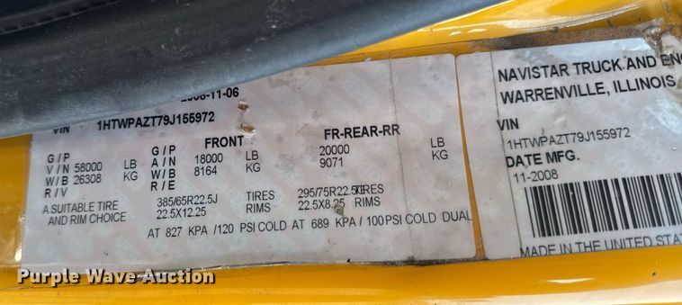 image for item DW3405 2009 International WorkStar 7500 dump truck