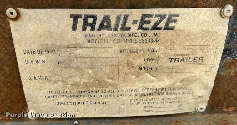 image for item DW3409 1997 Dakota PDLX20TC31 tilt deck equipment trailer