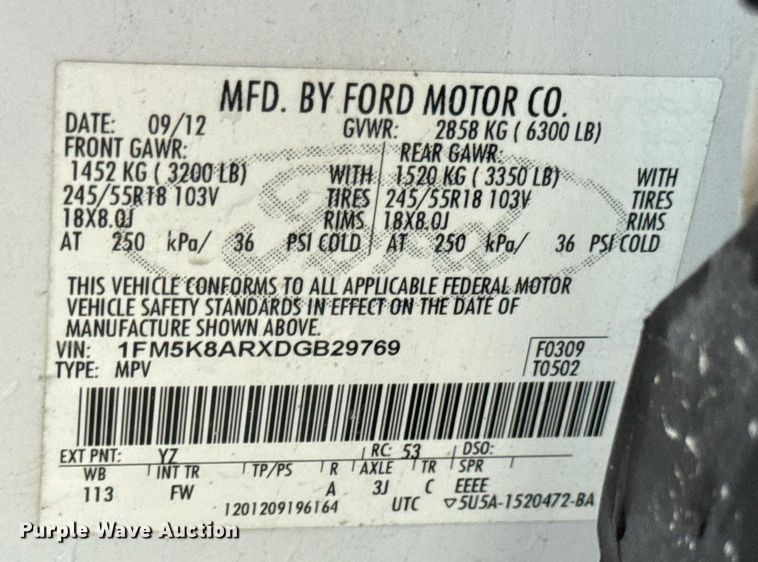 image for item DW3417 2013 Ford Explorer Police Interceptor SUV