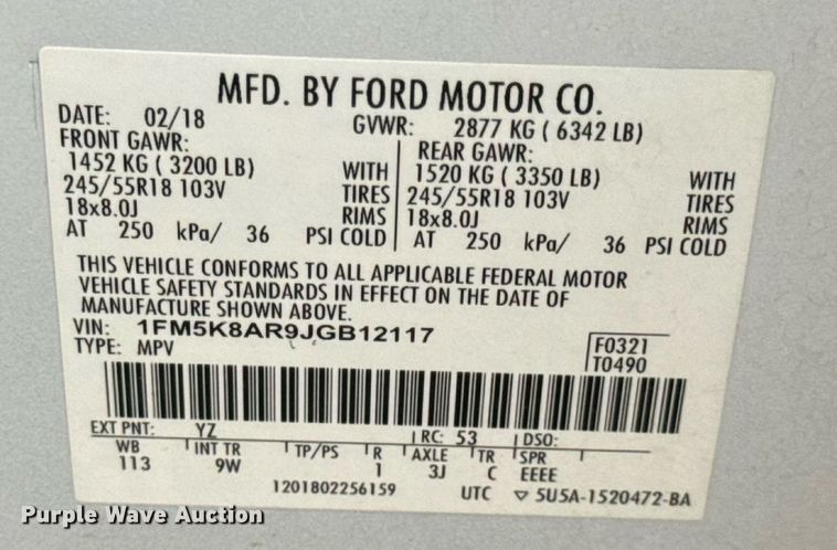 image for item DW3419 2018 Ford Explorer Police Interceptor SUV