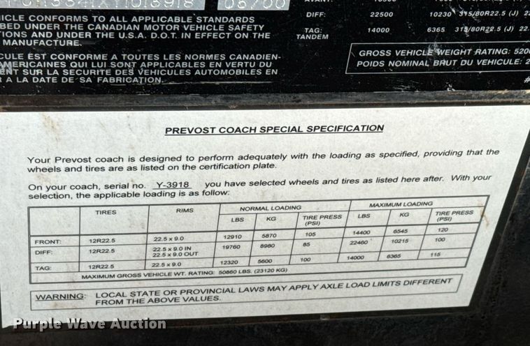 image for item DY0170 2000 Prevost H3 coach bus