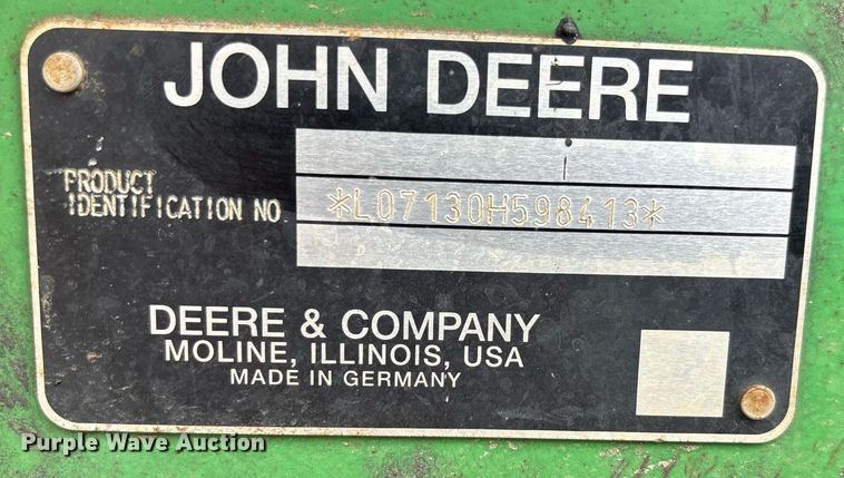 image for item DY0342 2012 John Deere 7130 MFWD tractor