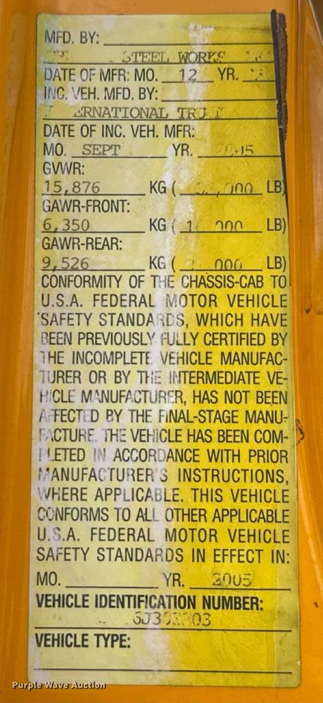 image for item DY0344 2006 International 7400 dump truck