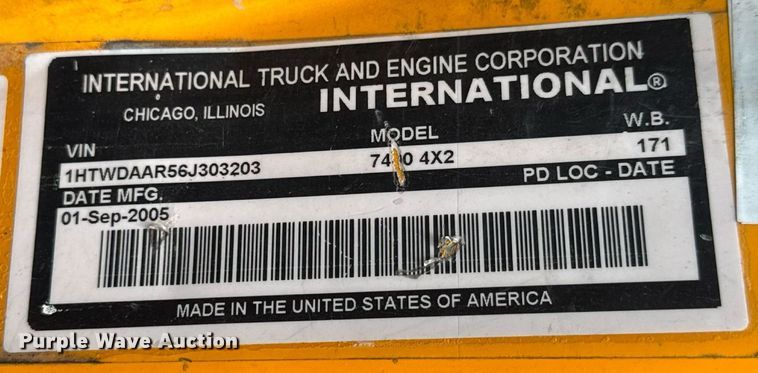 image for item DY0344 2006 International 7400 dump truck