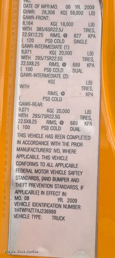 image for item DY0349 2010 International 7500  dump truck