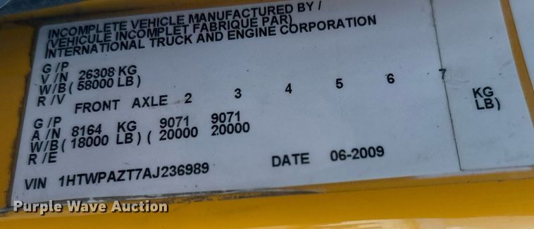 image for item DY0349 2010 International 7500  dump truck