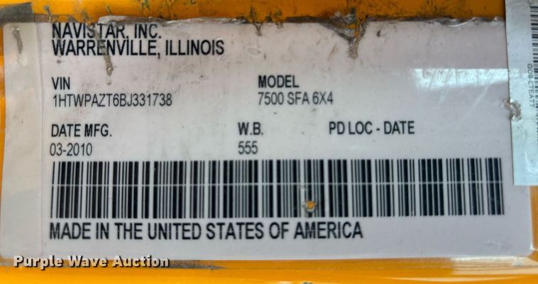 image for item DY0350 2011 International Workstar 7500 dump truck