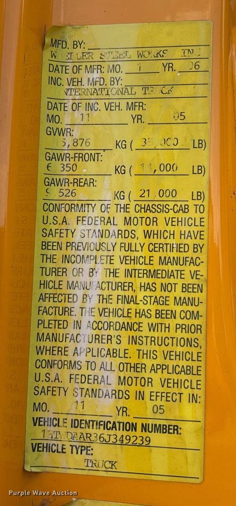 image for item DY0353 2006 International 7400 dump truck