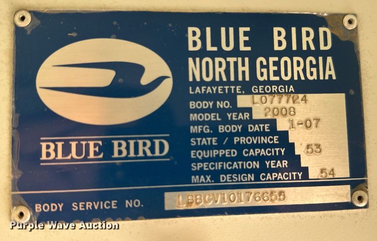 image for item DY0383 2008 Blue Bird BB Conventional school bus