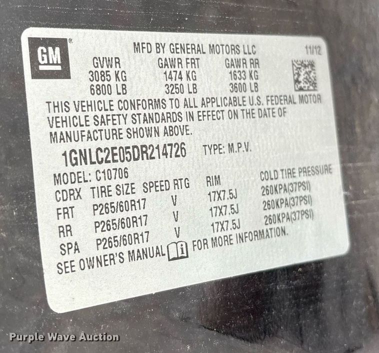 image for item DY0559 2013 Chevrolet Tahoe Police  SUV