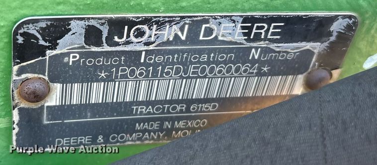 image for item DY0752 2014 John Deere 6115D tractor