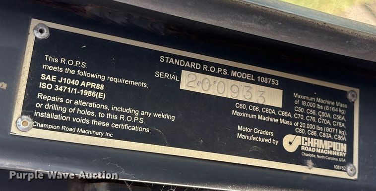 image for item DY0758 2001 Volvo C80A27 motor grader