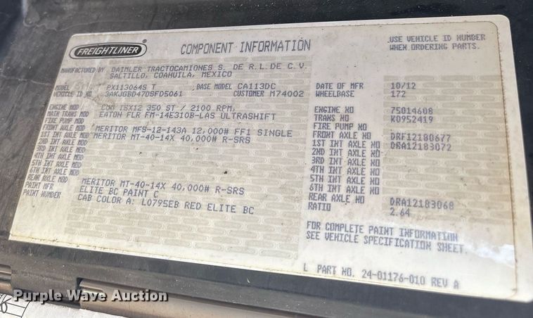 image for item DY0766 2013 Freightliner Cascadia dump truck